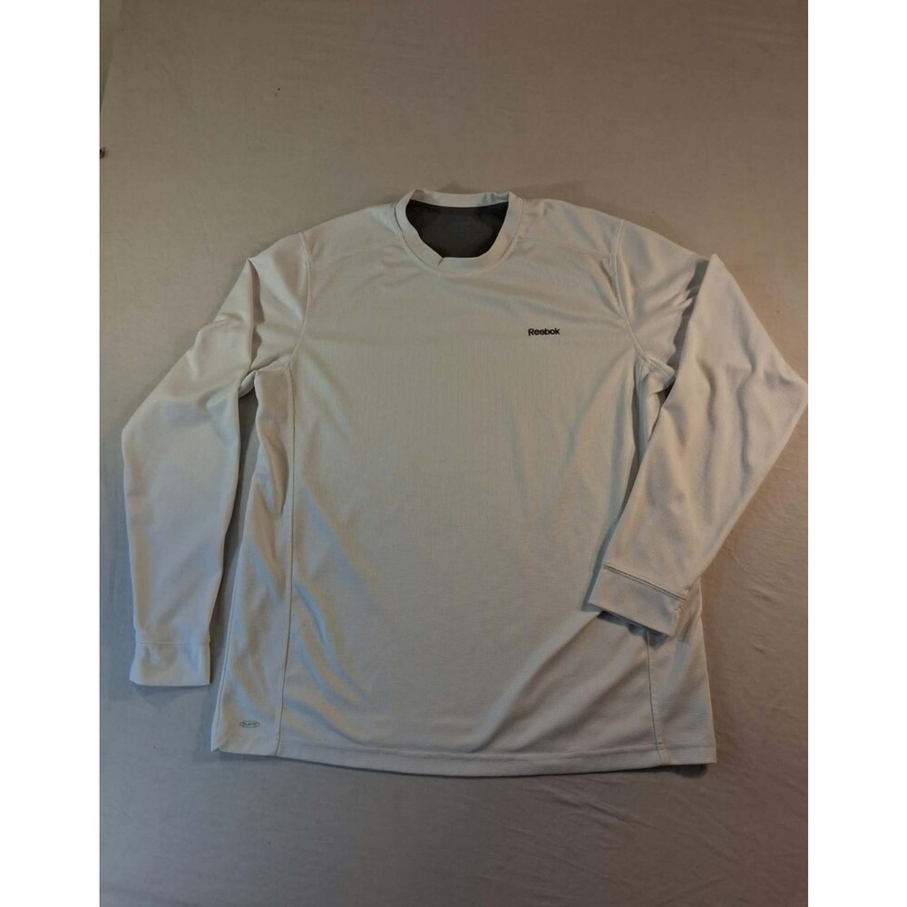Reebok PlayDry Mens XL White Waffle Knit Long Sleeve Activewear Training Shirt